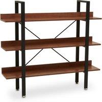 Orsina Classic 3 Tier Light Yellow Shelf Unit With Beech Grain Shelve, Gold Shelf Unit, Wall Shelving Unit For Books in Natural