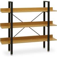 Orsina Classic 3 Tier Light Yellow Shelf Unit With Beech Grain Shelve, Gold Shelf Unit, Wall Shelving Unit For Books