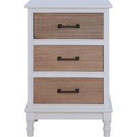 Orsina 3 Drawer White Chest Dresser, Renewable Pine Wood End Table, Shaker-Inspired Design with Contrasting Drawers
