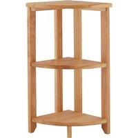 Orsina 3 Tier Wooden Corner Shelf Unit, Compact Wooden Display Shelf, Luxurious Warm-Toned Shelving in Natural