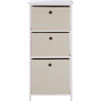 Orsina Nordic Style 3 Grey Fabric Drawers Cabinet, Compact Design Display Cabinet, Spacious Side Cabinet For Bedroom in Natural