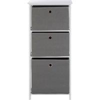 Orsina Nordic Style 3 Grey Fabric Drawers Cabinet, Compact Design Display Cabinet, Spacious Side Cabinet For Bedroom