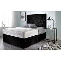 Somnior Ziggy Plush Velvet Divan Bed with Sprung Memory Foam Mattress & Headboard in Black | Size: King