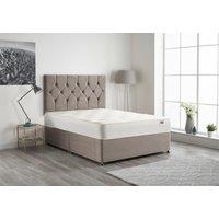 Somnior Ziggy Plush Velvet Divan Bed with Sprung Memory Foam Mattress & Headboard in Silver | Size: King