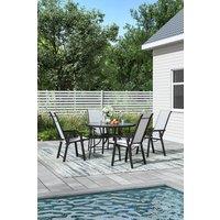 4-Seater Tempered Glass Round Garden Dining Table Set