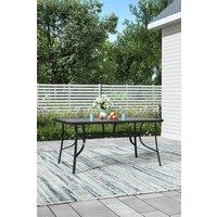 Patio Tempered Glass Garden Coffee Table with Parasol Hole