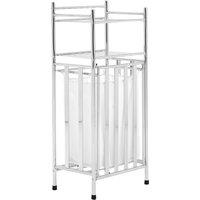 Orsina Laundry Unit With Basket, Chrome Storage Stand With Bag, Lidded Laundry Organizer With Storage Basket in Silver