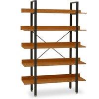 Orsina 5 Tier Light Yellow Shelves & Black Frame Shelf Unit, Bookcase Shelving, Display Unit With Wooden Shelves in Red