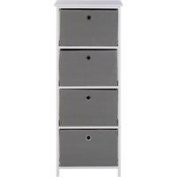 Orsina Nordic Style 4 Grey Fabric Drawers Cabinet, Compact Design Display Cabinet, Spacious Side Cabinet For Bedroom