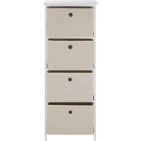 Orsina Nordic Style 4 Grey Fabric Drawers Cabinet, Compact Design Display Cabinet, Spacious Side Cabinet For Bedroom in Natural