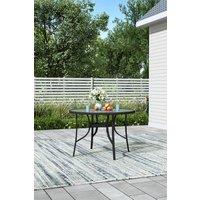 Round Tempered Glass Steel Garden Coffee Table