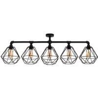 ValueLights Diablo Black Ceiling Bar with 5 Lights & Amber LED Bulbs
