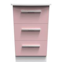 Ready Assembled 2 U Harrow 3 Drawer Bedside Cab(Ready Assembled) in Dusty Pink