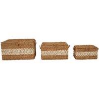 Orsina Lidi Set of Three Seagrass Baskets with Lids in Natural