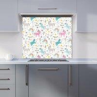 Warren Reed - Designer Unicorn & Rainbows Kitchen Splashback in Blue | Size: 700mm x 650mm