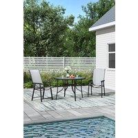 2-Seater Tempered Glass Garden Coffee Table Set
