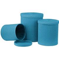 Orsina PP Storage Set Of Three Turquoise Laundry Baskets in Blue