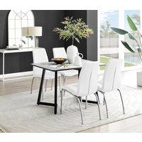 FurnitureboxUK Carson White Marble Effect Dining Table & 4 Isco Chairs