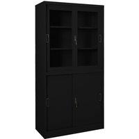 Office Cabinet with Sliding Door Black 90x40x180 cm Steel