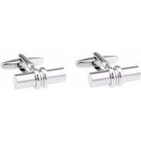 Charles William Men's Elegant Silver Round Barrel Style Cufflinks with Circle Loop