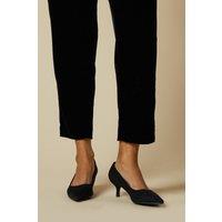 Dorothy Perkins Women's Wide Fit Dove Kitten Heeled Court Shoes in Natural Black | Size: 4