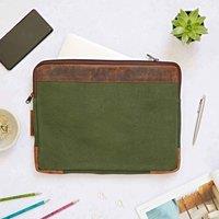 Paper High Leather & Canvas 14 inch Laptop Case in Green