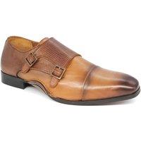 HX London Men's Redbridge Suede Leather Double Monk Shoes in Tan | Size: 7