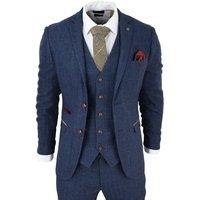 Infinity Leather Men's Tweed Check 3-Piece Suit in Blue | Size: 38R