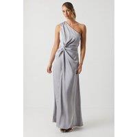Asymetric Neckline Satin Bridesmaid Dress