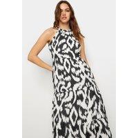 Long Tall Sally Women's Tall Abstract Print Halterneck Dress in Black | Size: 18