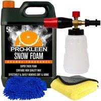 ProKleen Snow Foam Orange 1 x 5L Karcher Compatible Lance Microfibre Cloth Mitt in White