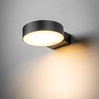 CGC Lighting 'Darcy' Anthracite Dark Grey Adjustable Round LED Outdoor Wall Light 3000k Warm White IP54