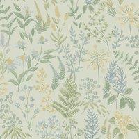 Holden Decor Floral Sprig Botanical Leaf Paradise Garden Flower Leaves Wallpaper in Blue