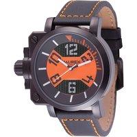 Haurex Italy Men's Italy:Gun Watch, IPB Case, Black/Orange Dial, Black with Orange Leather Strap