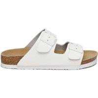 EverAu Australia Women's Mallard Leather Twin Buckle Sandals in White | Size: 4