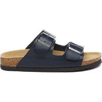 EverAu Australia Women's Mallard Leather Twin Buckle Sandals in Navy | Size: 5
