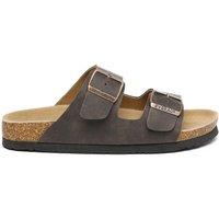 EverAu Australia Women's Mallard Leather Twin Buckle Sandals in Brown | Size: 3