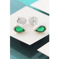 Otis Jaxon London Women's Emerald May Birthstone Sterling Silver Teardrop Stud Earrings