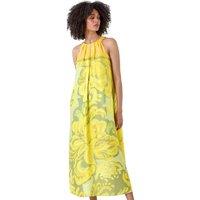 Roman Women's Abstract Print Pocket Trapeze Dress in Lime | Size: 12