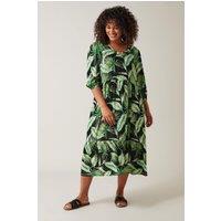 Evans Women's Palm Print Dress in Green | Size: 18