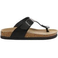 EverAu Australia Women's Flamingo Leather Toe Thong Sandals in Black | Size: 3