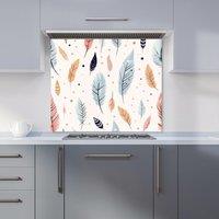 Warren Reed - Designer Pastel Feather Pattern Kitchen Splashback in Blue | Size: 600mm x 600mm