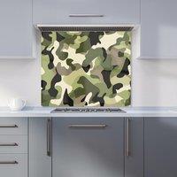 Warren Reed - Designer Camouflage Design Kitchen Splashback in Green | Size: 600mm x 600mm