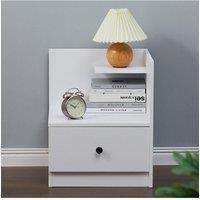 Modern Style Wooden Bedside Table with Drawer and Shelf Nightstand
