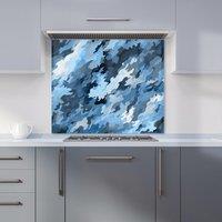 Warren Reed - Designer Blue & Grey Canvas Brushstrokes Kitchen Splashback | Size: 600mm x 600mm