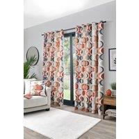 Fusion 'Sander' 100% Cotton Light Filtering Pair of Eyelet Curtains in Dark Red | Size: 229 cm width x 229 cm drop