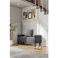 Tufted Flip Top Storage Bench with Side Arms Grey