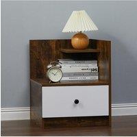 Bedside Table with Drawer and Open Shelf Wooden Nightstand