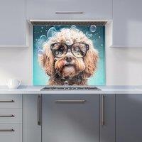 Warren Reed - Designer Cavapoo Dog With Glasses Splashart Kitchen Splashback | Size: 600mm x 750mm