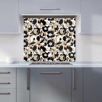 Warren Reed - Designer Modern Flower Pattern Kitchen Splashback in Brown | Size: 900mm x 750mm